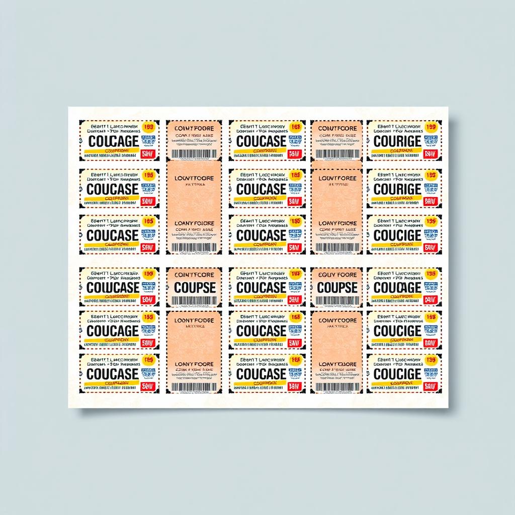A4 sheet design featuring 15 identical coupons neatly arranged in a grid pattern