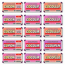 A4 sheet design featuring 15 identical coupons neatly arranged in a grid pattern