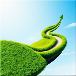 A creative visualization featuring a left to right diagonal line across the canvas, with the left side showcasing vibrant green grass color and the remaining top right area filled with a soothing sky blue color