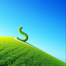 A creative visualization featuring a left to right diagonal line across the canvas, with the left side showcasing vibrant green grass color and the remaining top right area filled with a soothing sky blue color