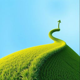 A creative visualization featuring a left to right diagonal line across the canvas, with the left side showcasing vibrant green grass color and the remaining top right area filled with a soothing sky blue color