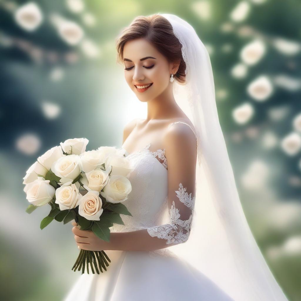 A high-resolution digital art piece depicting a bride