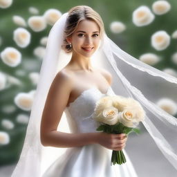 A high-resolution digital art piece depicting a bride