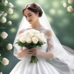 A high-resolution digital art piece depicting a bride