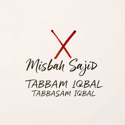 A beautifully crafted image that features the text 'MISBAH SAJID' in a stylish, flowing handwritten marker style, followed by an artistic representation of a large 'X