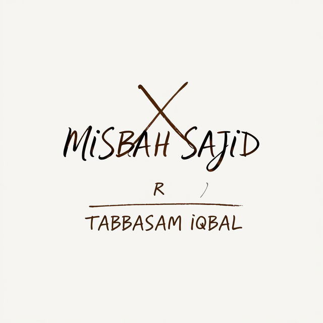 A beautifully crafted image that features the text 'MISBAH SAJID' in a stylish, flowing handwritten marker style, followed by an artistic representation of a large 'X