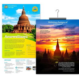 A visually appealing design for both a leaflet and a poster promoting cultural and historical tourism in the Anuradhapura district of Sri Lanka