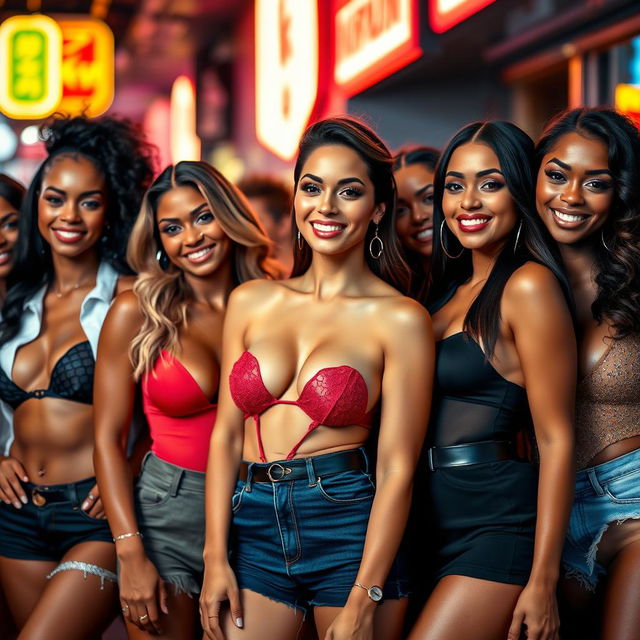 A stunning group of sexy women with diverse appearances, showcasing confidence and allure