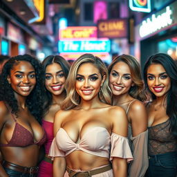A stunning group of sexy women with diverse appearances, showcasing confidence and allure