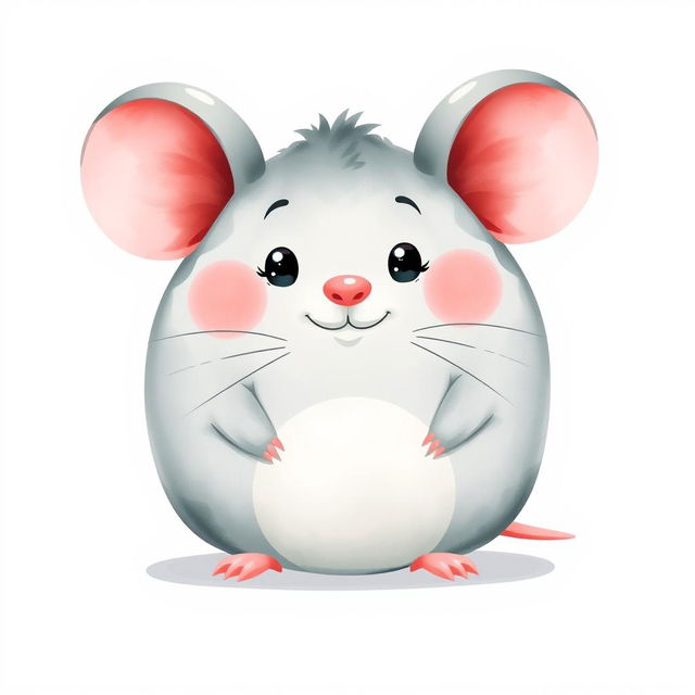 A whimsical vector illustration of a cartoon fat mouse, styled in a playful animation manner