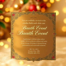 A beautifully designed invitation card for a Baath Event, featuring elegant calligraphy and an ornate border