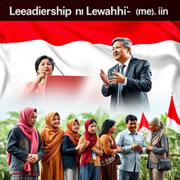 An exploration of leadership in Indonesia, showcasing diverse leaders from various fields including politics, business, and social movements