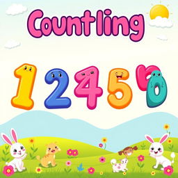 A vibrant and colorful illustration of counting numbers from one to ten, designed in a playful and educational style