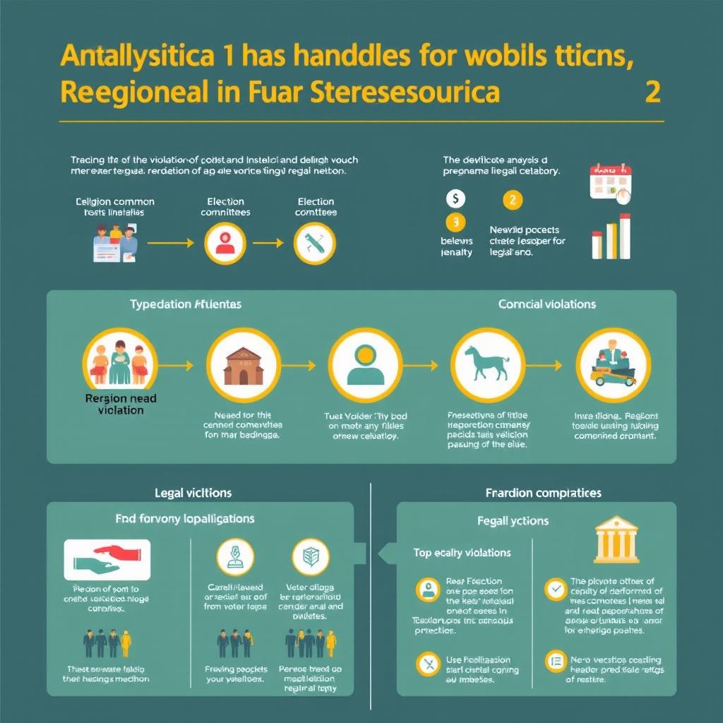 An informative and visually engaging infographic that illustrates the analysis of the handling of violations in regional head elections in Indonesia