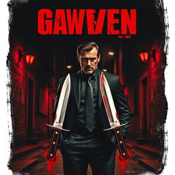 An action film poster in a striking red theme, reminiscent of classic gangster films