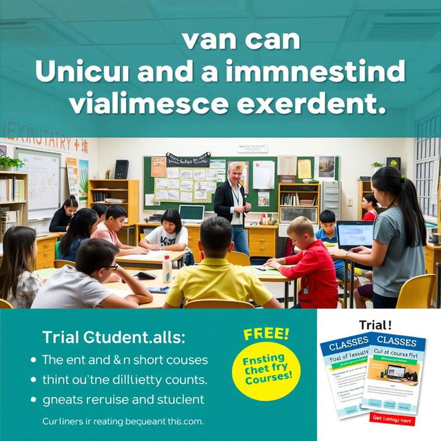 An advertisement for an educational institution offering a unique and immersive learning experience for students