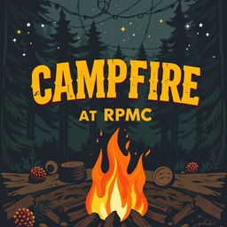 A poster design for a Campfire party titled 'Campfire at RpMC'
