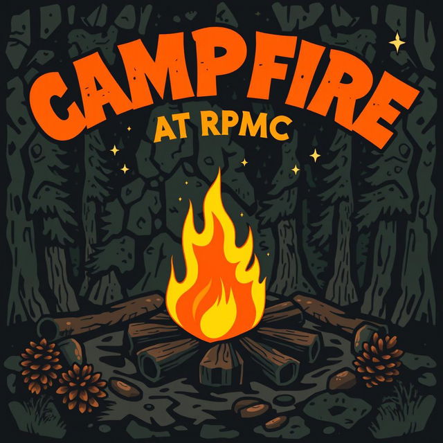 A poster design for a Campfire party titled 'Campfire at RpMC'