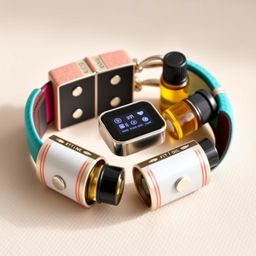 A beautifully designed modular aromatherapy bracelet featuring segmented sections for individual essential oil compartments