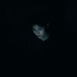 A person sitting alone in a darkened room, their face illuminated by the soft, cold glow of their phone screen