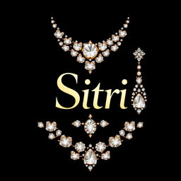 A luxurious logo design featuring elegant jewelry elements such as a stylish necklace and exquisite earrings adorned with sparkling rhinestones