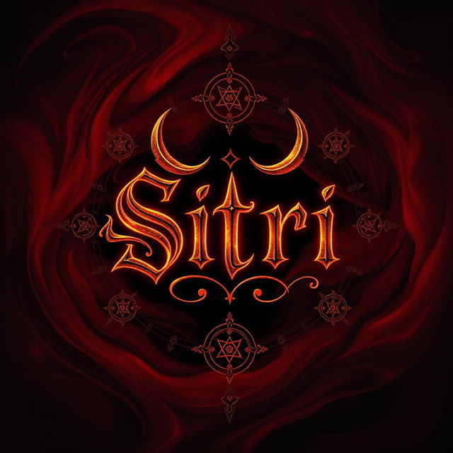 A mystical illustration featuring the word 'Sitri' surrounded by intricate devil symbols, combining dark and light elements