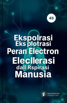 A B5 book cover design featuring the title "Eksplorasi Peran Elektron dalam Respirasi Manusia" prominently displayed