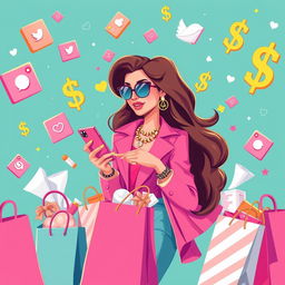 An engaging illustration showcasing the concept of influencer marketing and its potential scams