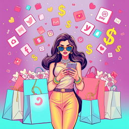 An engaging illustration showcasing the concept of influencer marketing and its potential scams