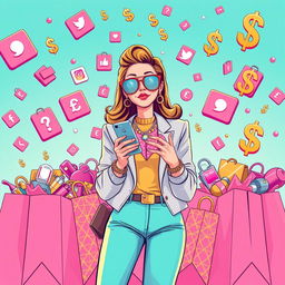 An engaging illustration showcasing the concept of influencer marketing and its potential scams