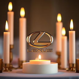 A high-quality photograph of the Lexus logo, prominently displayed in the center of the image