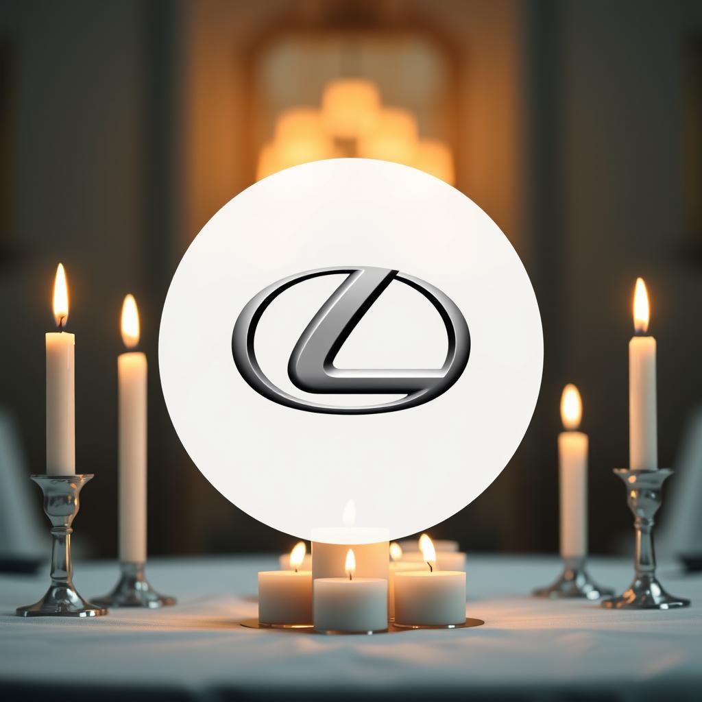 A high-quality photograph of the Lexus logo, prominently displayed in the center of the image