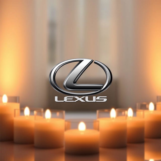 A high-quality photograph of the Lexus logo, prominently displayed in the center of the image