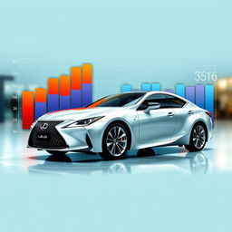 An artistic representation of a Lexus car in a vibrant and dynamic chart format