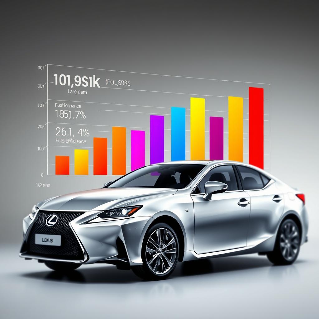 An artistic representation of a Lexus car in a vibrant and dynamic chart format