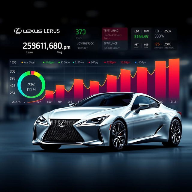 An artistic representation of a Lexus car in a vibrant and dynamic chart format