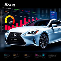 An artistic representation of a Lexus car in a vibrant and dynamic chart format