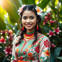A stunning and vibrant portrait of a traditional Indonesian young woman from the Pria Taruna community