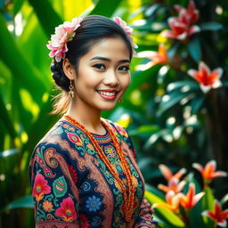 A stunning and vibrant portrait of a traditional Indonesian young woman from the Pria Taruna community