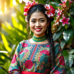 A stunning and vibrant portrait of a traditional Indonesian young woman from the Pria Taruna community