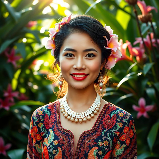 A stunning and vibrant portrait of a traditional Indonesian young woman from the Pria Taruna community