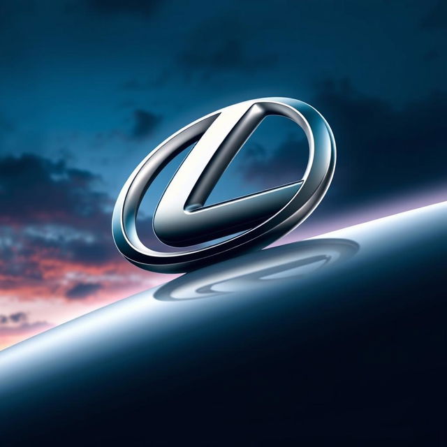 An artistic interpretation of the Lexus logo rising majestically, depicted in a sleek and modern style