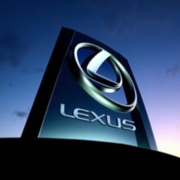 An artistic interpretation of the Lexus logo rising majestically, depicted in a sleek and modern style