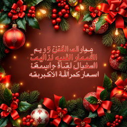 A festive and vibrant Christmas-themed image featuring traditional colors like red, green, white, and gold