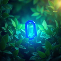 A digital artwork showcasing a vibrant blue link surrounded by lush, illuminated green foliage