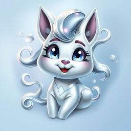 A detailed portrait of an anthropomorphic character named Fraddi, who is inspired by the element mercury