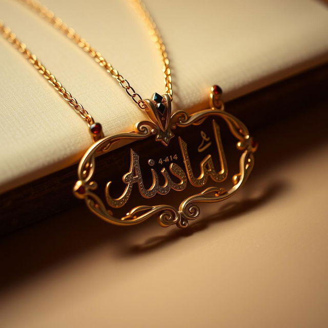 A beautifully designed necklace featuring the Persian name 'عسل' (Asal) written in elegant Nastaliq calligraphy