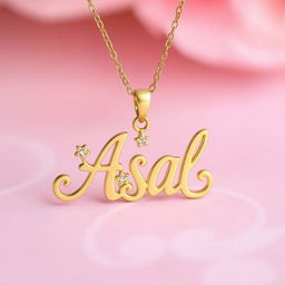 A beautifully crafted custom necklace featuring the name 'Asal' in elegant, flowing cursive script