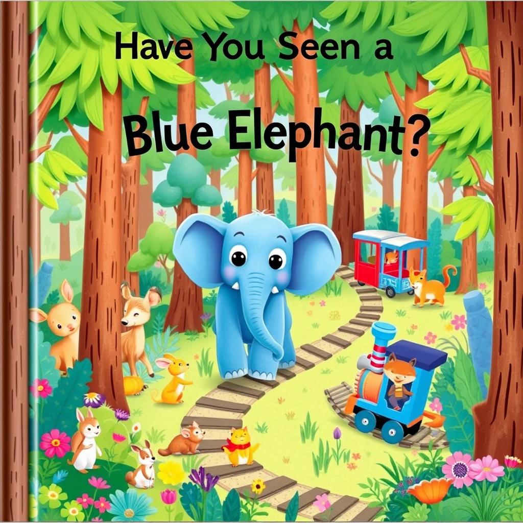A whimsical children's book cover featuring a vibrant forest scene