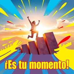 A vibrant and motivational thumbnail featuring a person energetically overcoming obstacles, surrounded by a colorful and dynamic design